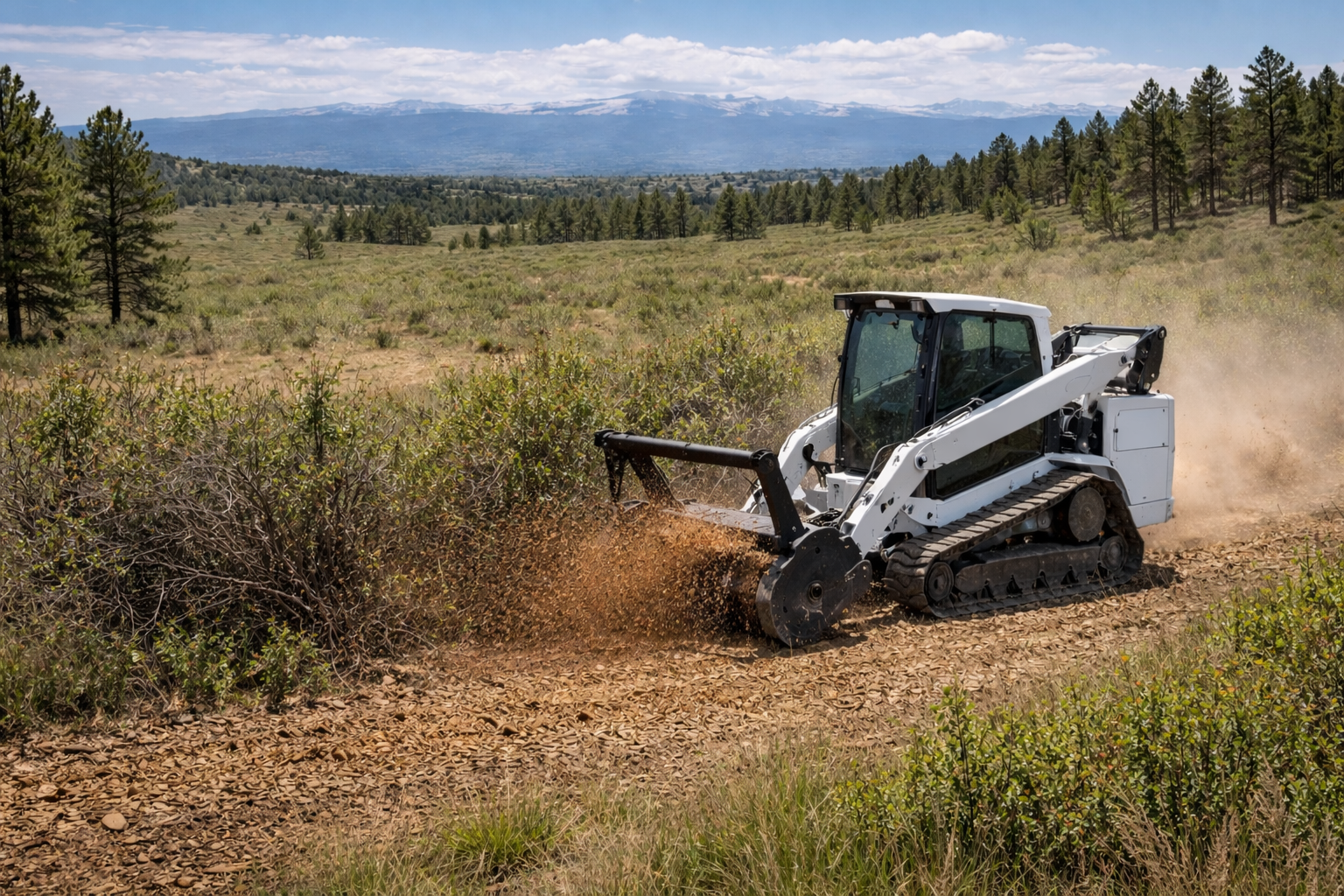 Forestry mulching equipment clearing land